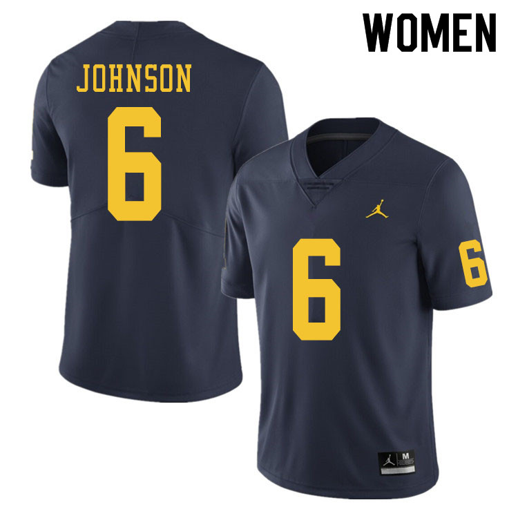 Women #6 Cornelius Johnson Michigan Wolverines College Football Jerseys Sale-Navy